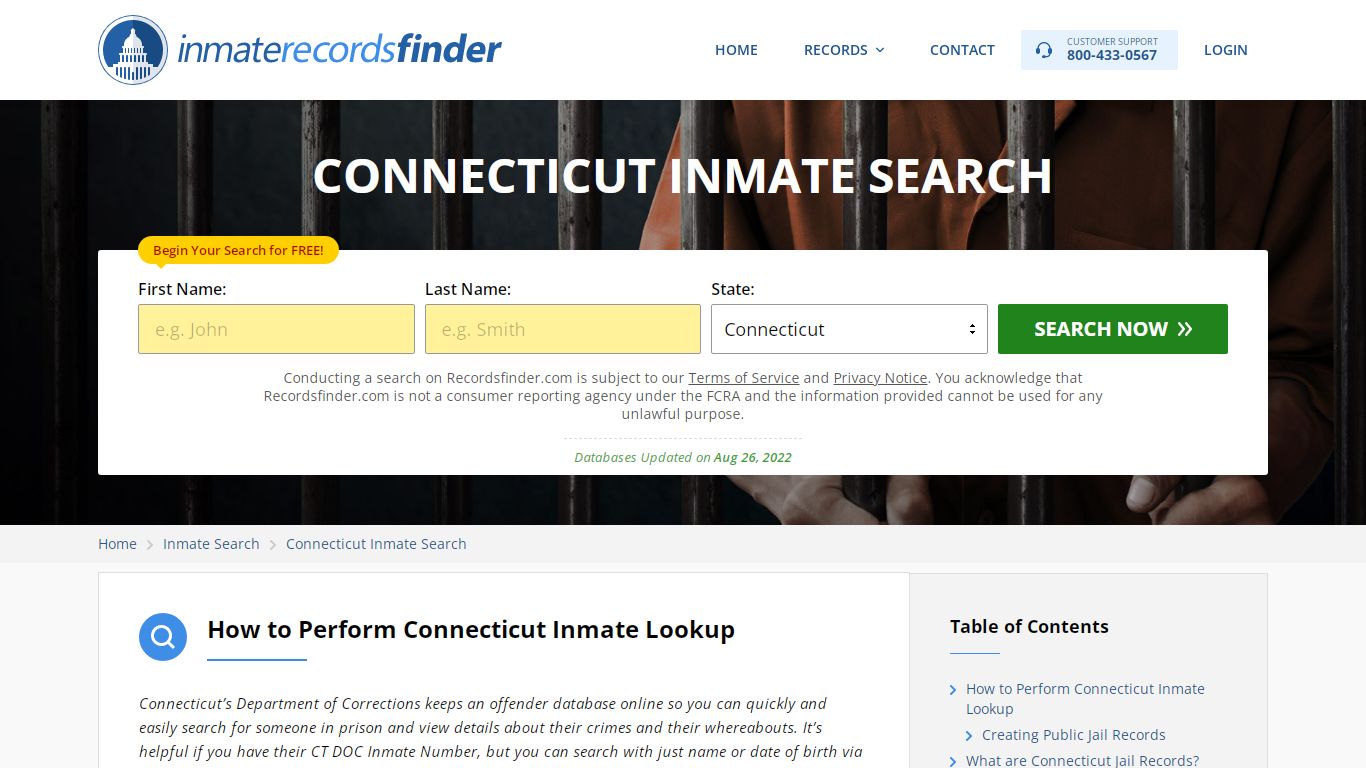 Connecticut Inmate Search - Jail & Prison Records Online - RecordsFinder